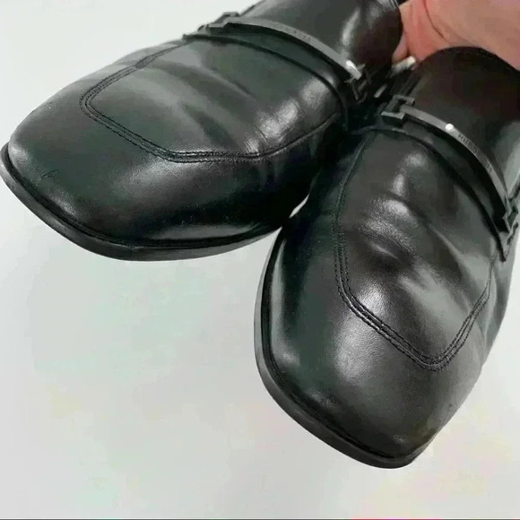 Boss Hugo Boss mens Carl loafers size 9 black leather horsebit